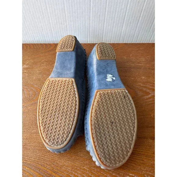 La Plume Women's Size 38 Blue Leather Slip-On Sandals With Buckle Accent Sz 6.5 - Picture 9 of 9